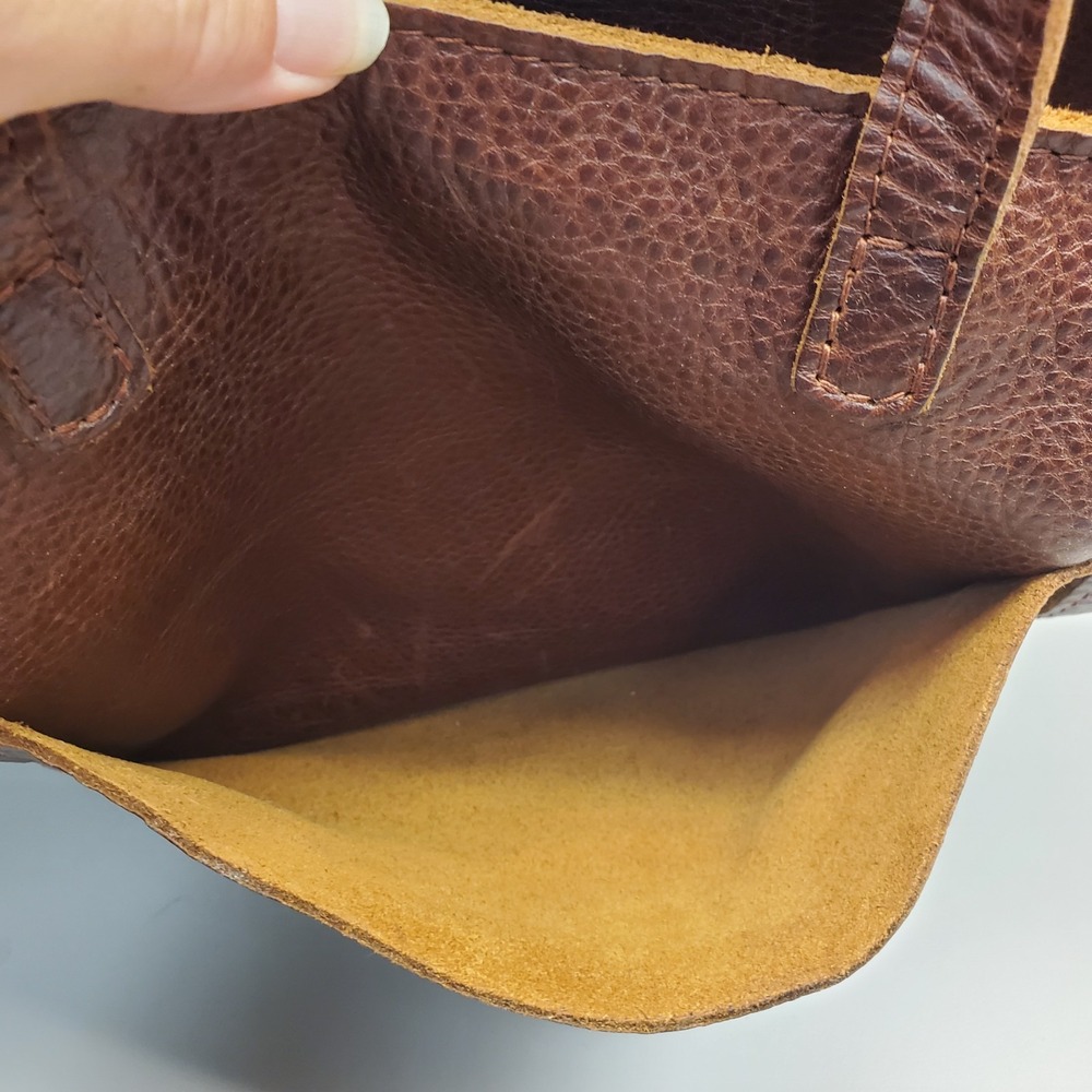 Portland Leather Goods Womens Leather Mini Crossbody Tote Brown Adjustable Zip - Picture 6 of 16